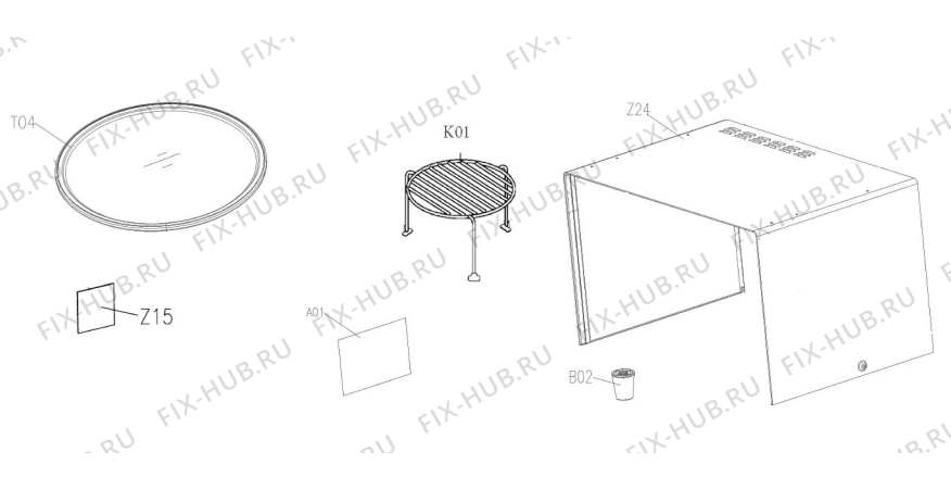 Взрыв-схема микроволновой печи Zanussi ZFG20110SA - Схема узла Housing 001